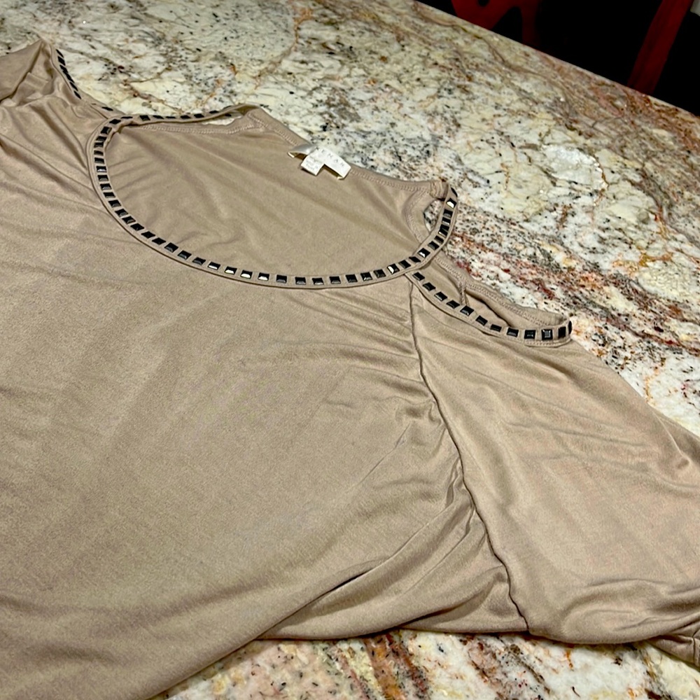 Ladies tan studded top. Excellent condition